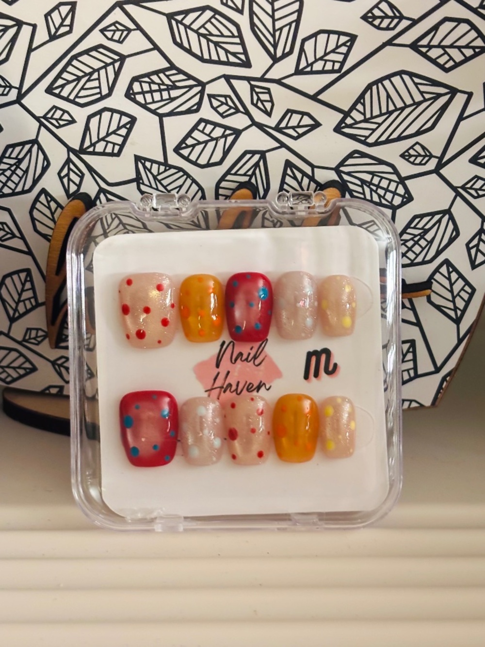 Nail Haven Press On Nails - Colorful Polka Dot Design